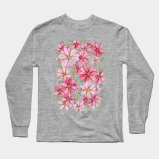 Pink Floral Pattern Long Sleeve T-Shirt